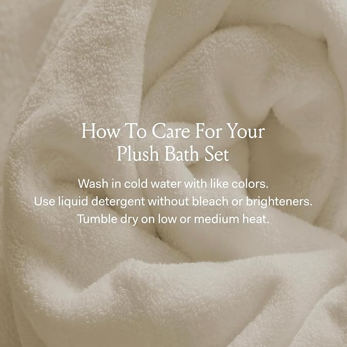 BOLL & BRANCH Plush Bath Towel Set - Walnut - 6 Piece - Includes 2 Bath Towels, 2 Hand Towels & 2 Washcloths - 100% Organic Cotton - Ultra Soft & Luxurious - Quick Absorbing