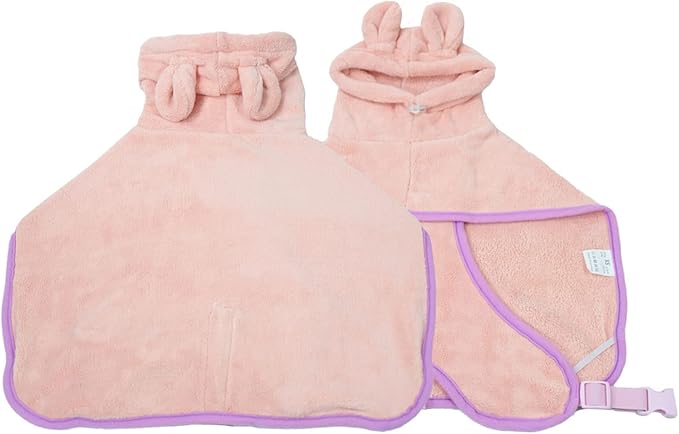 Dog Bathrobe, Microfiber Fast Drying Absorbent Hooded Bath Towel for Puppy Small Medium Large Dog Cat(Pink,XS)