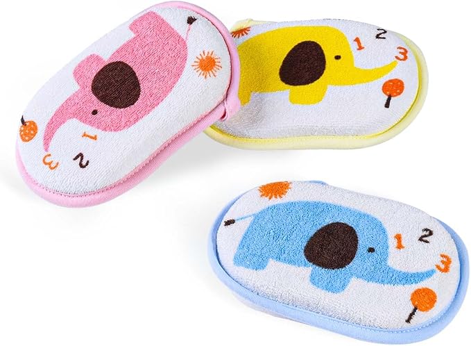 OBTANIM Baby Bath Sponge Soft Foam Scrubber Natural Sponge for Bathing, Shower Scrubber Body Sponge for Kids/Babies/Men/Women, Set of 3