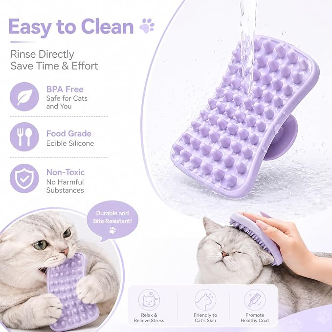 Dog Bath Brush for Grooming & Massage, Silicone Pet Shampoo Brush for Dogs and Cats, Soft Bath Scrubber for Short and Long Hair Pets, Helps Remove Loose Fur, Dirt and Tangles