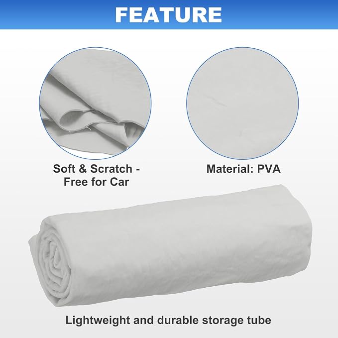 HARFINGTON Car Premium Shammy Cloth 26" x 16.9" PVA Chamois Wash Drying Towel Ultra Absorbent No Scratches in Bags for Cars Motorcycles Mirrors Glass Countertops Phone Laptop, Gray