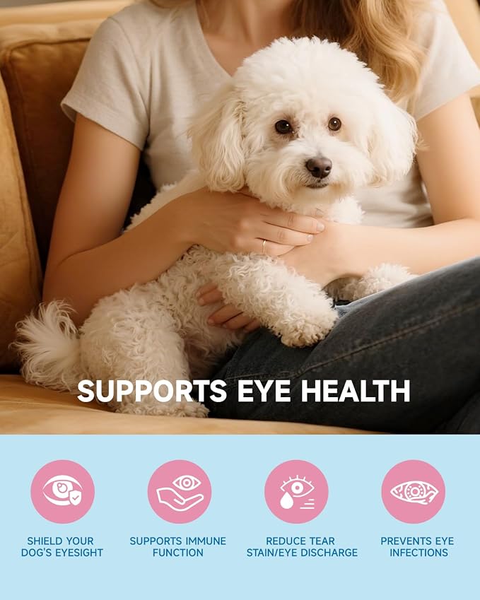 Dog Tear Stain Supplement - Eye Moisture & Vision, Tear Stain Remover 100g | Lutein, Zinc, Chamomile, Astragalus Root, Bromelain, VitaminB6, Tear Stain Supplement for Dog, Natural for Clear Eyes