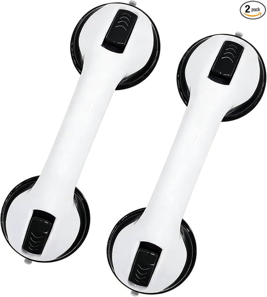 Shower Grab Bars for Seniors, 2 Pack Suction Grab Bars for Shower with Strong Hold, Shower Handles for Elderly Suction, No-Drill Safety Bathroom Support