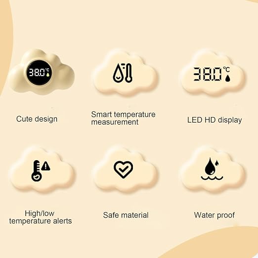 Haofy Baby Bath Thermometer, Digital Water Thermometer with LED Display IP67 Color for Infant Toddler Bathtub Pool (Pinkish)