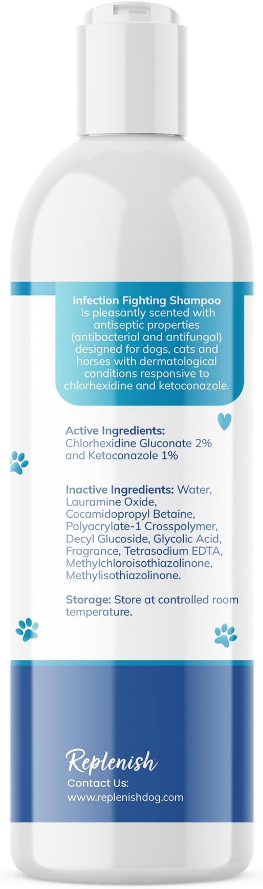 Replenish Anti Itch Dog Shampoo - Medicated Antiseptic Shampoo for Skin Irritation Treatment & Itchy Skin Relief - Dr. Rachel’s Chlorhexidine Dog Shampoo for Yeast with Cucumber Melon Scent - 8 oz