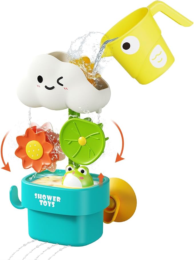 Bath Toys for Kids Ages 1-3: Cloud Set with Watering Cup, Toddler Interactive Bath Toys with Strong Suction Cup, Attach to Any Tub or Shower Fun for Bath Time - Great for Boys, Girls Shower Gifts