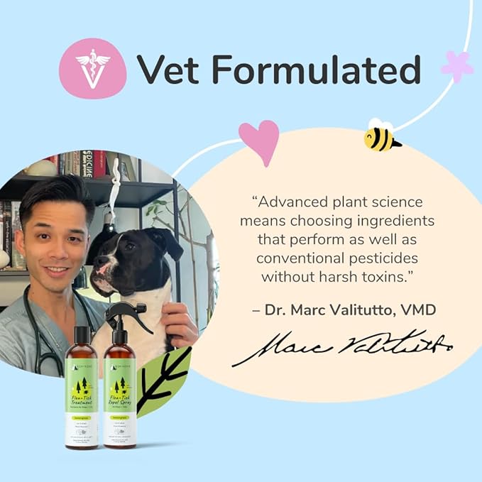 kin+kind Natural Flea and Tick Prevention for Dogs & Cats, Non-Greasy Coat Spray, Lemongrass, Vet-Formulated, 12 fl oz