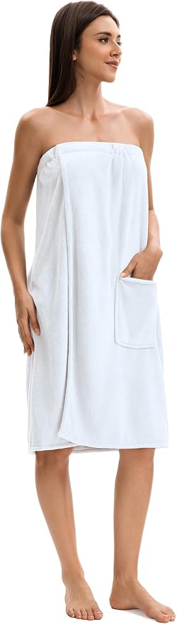 Towel Wrap For Women After Shower，Plush Bath Robe Female，Sauna Spa Wrap Around Towels With Pockets