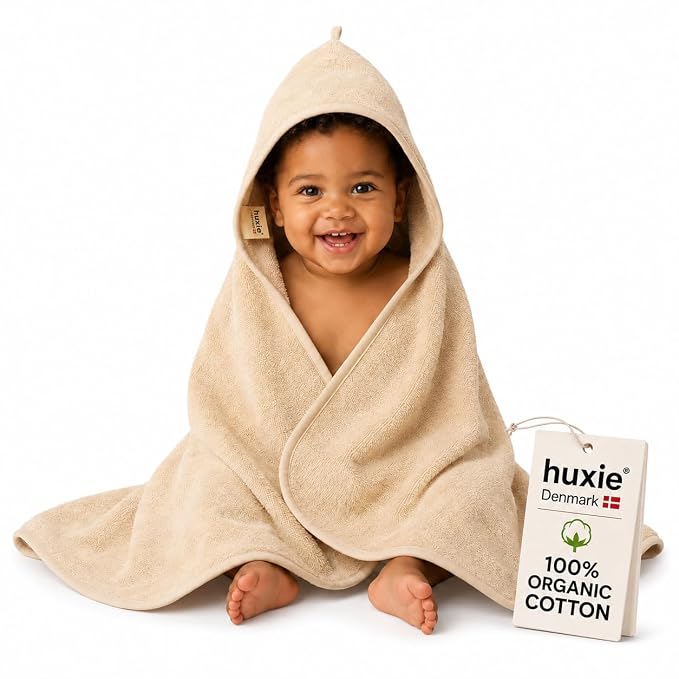 Hooded Baby Towels – 100% Organic Cotton Baby Bath Towels – Baby Boy and Girl Newborn Essentials - Super-Soft and Absorbent. (Fog)