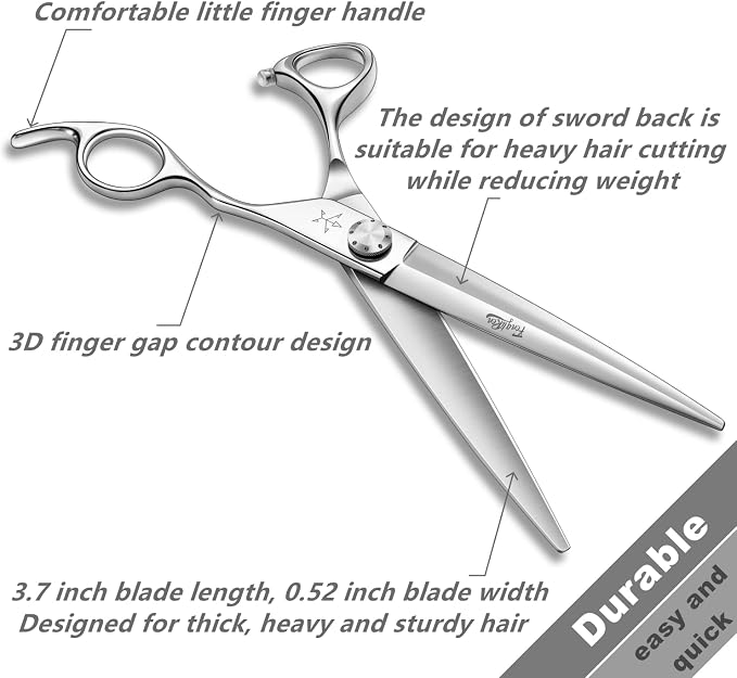High-end Professional Dog Grooming Scissors Pet Grooming Shears 7.5 Inches Extremely Very Sharp Made Of Advanced Stainless Steel Alloy By Hand For Dog Cat And Horse Breeder