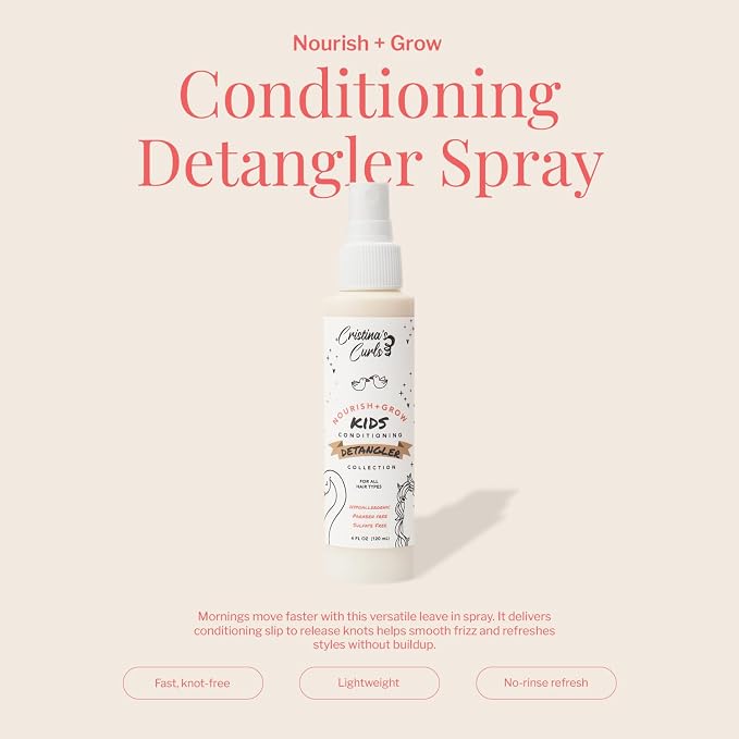 Cristina's Curls Conditioning Detangler Spray for Kids – Leave-in Slip & Frizz Control with No Buildup