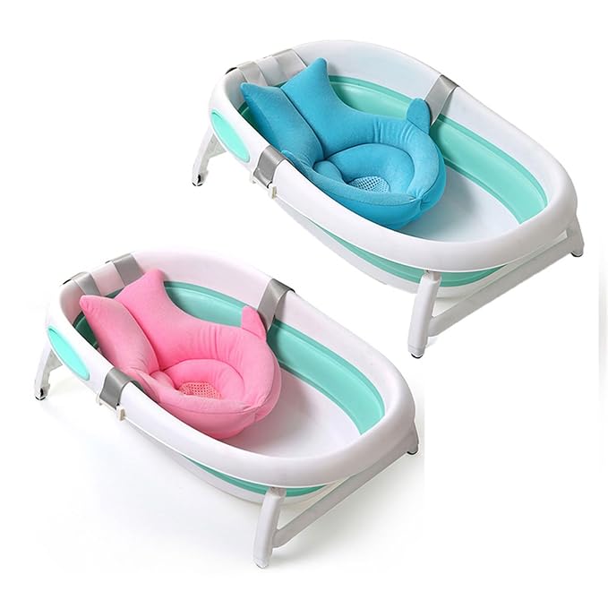 Baby Bath Seat Support Net, Infant Bathing Seat Support Mat, Baby Bath Cushion with Adjustable Nonslip Three-Pointed Baby Shower Net, Bath Seats for Babies Sitting Up for Newborn 0-6 Months