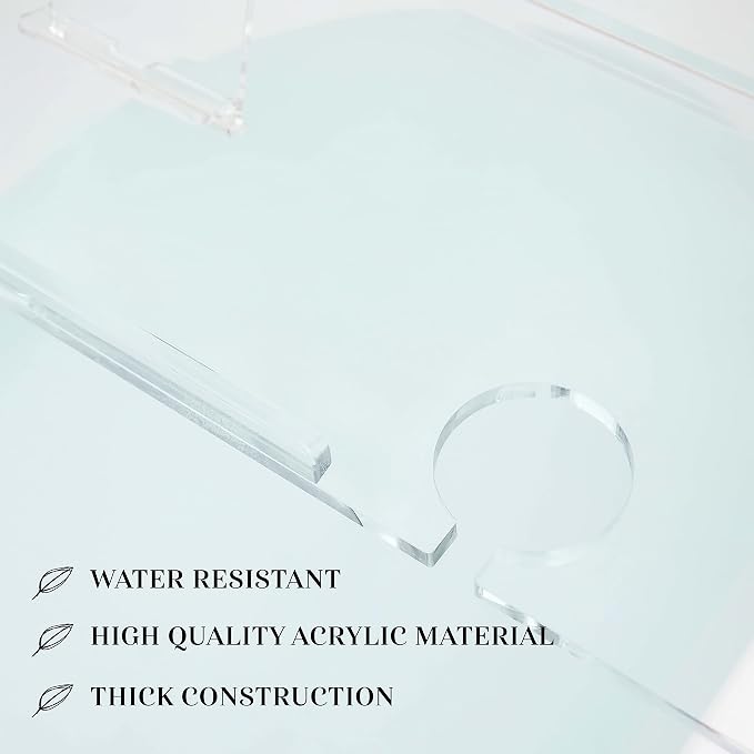 38" Classic-Clear Bathtub Tray Caddy Tub Shelf, Spa Board Luxury Bathroom Bath tub Table, Waterproof Acrylic Tub Caddy Fits Across Bathtub, Book Rack, iPad, Easy To Clean (38")