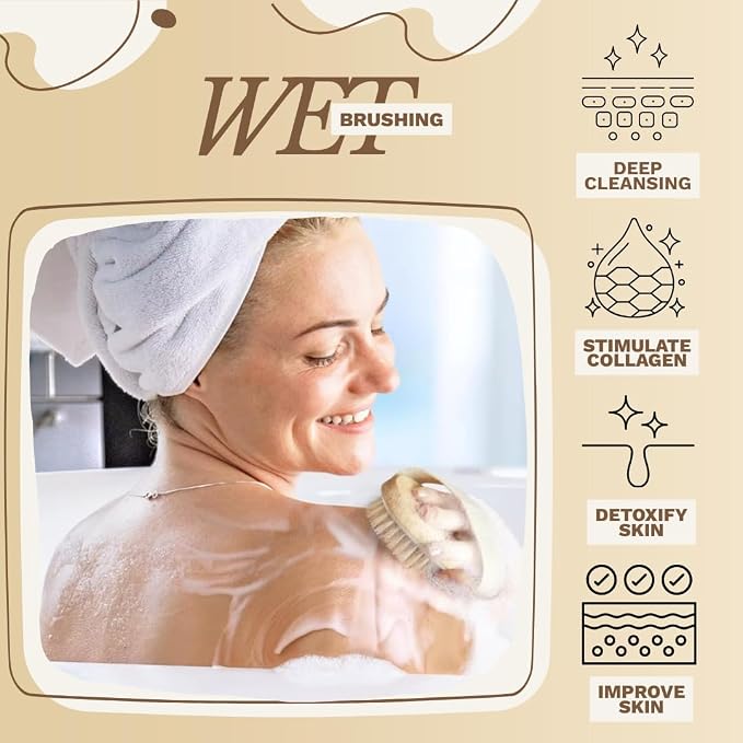 Dry Body Brush – Eco-Friendly Natural Bristles for Gentle Exfoliation, Skin Renewal, Improved Circulation & Lymphatic Support – Perfect Detox & Spa Self-Care Accessory