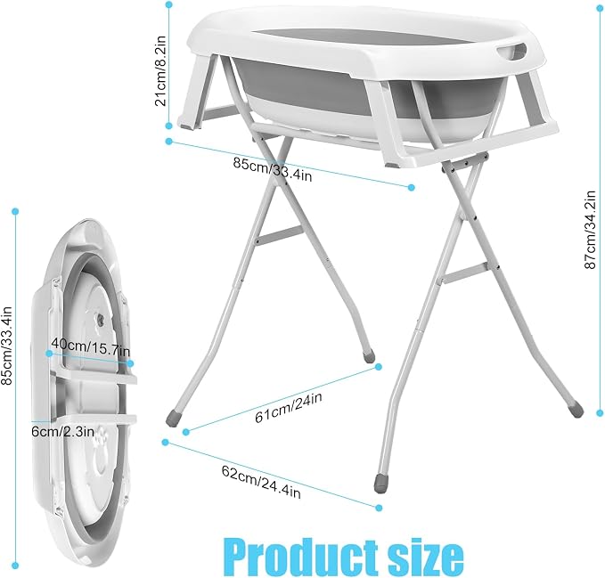 2 in 1 Dog Bathtub Dog Washing Station for Bathing and Grooming | Foldable Shower Bath Tub | Collapsible Portable Shower Bathtub for Indoor and Outdoor Small Dogs Cats Pet Grey