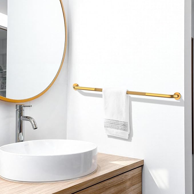 48 Inch Anti Slip Shower Grab Bar, Munzong Bathroom Grab Bar for Showers, Gold Knurled Handicap Balance Bar,Safety Hand Rail Support Elderly Senior Assist Bath Handle