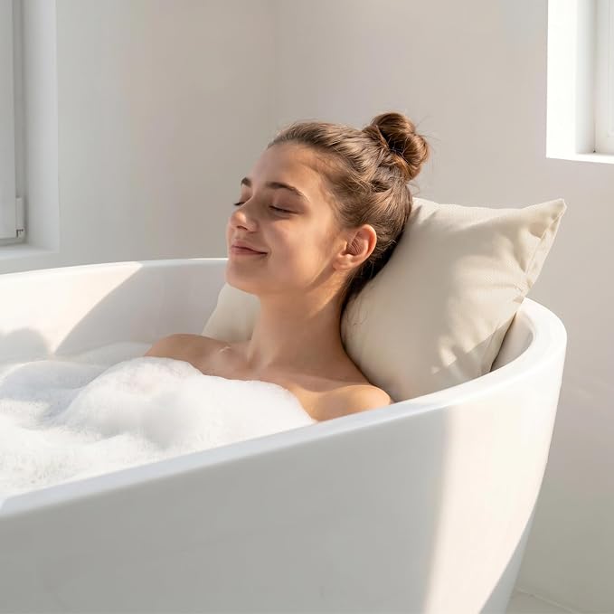 Luxury Bath Pillow for Bathtub, Soft & Comfortable Head Neck & Back Support, Adjustable Thickness, Quick Drying Bathtub Pillow for Pain Relief, Ideal Gift for Christmas Birthday Mother’s Day