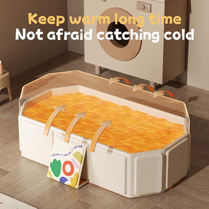 Foldable Baby Bathtub, Collapsible tub for Kids, Small Bathtub for Bathing, Portable Bathtubs for SPA Tub, Easy Storage for Small Spaces, Effortless Folding Bathtubs (Off white)