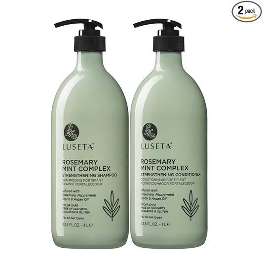 Luseta Rosemary Mint Strengthening Shampoo and Conditioner Set Nourish & Smooth Damaged Hair Thickening Shampoo for Thinning Hair,Add Shine for All Hair Types, for Men and Women 33.8oz×2
