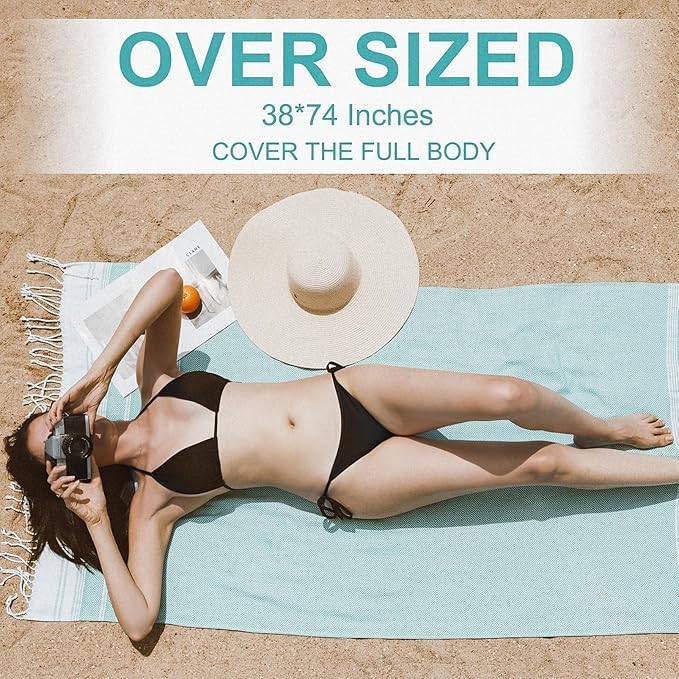 Genovega 6 Packs Oversized Turkish Beach Towels Set Bulk Clearance Sand Free Pool Swim Bathroom Camp Large No Sand Towel Adults Travel Essentials Cruise Must Haves Accessories Vacation Stuff