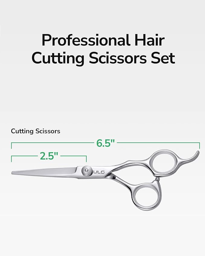 Hair Cutting Scissors, ULG Professional Hair Scissors 6.5 inch Right-Hand Razor Edge Barber Shears Salon Hair Cutting Shears Made of Japanese Stainless Steel, Hand Sharpened Silver