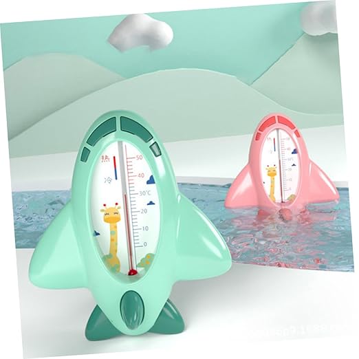 Toyvian Bath Thermometer Green Cartoon Plane Shape Accurate Water Temperature Reading Safe for Newborn Shower and Bath Easy to Use Material