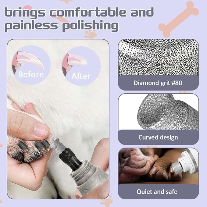 2PCS Diamond Dog Nail Grinder Attachment, Diamond Rotory Bit for Dogs&Pets Nail Care, 1/8" Replacement Grinder Wheel Pets Nail Grooming Tools for Medium Large Dogs