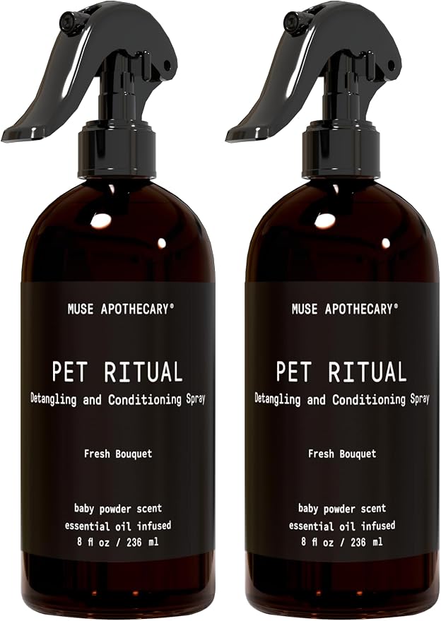 Muse Apothecary Pet Ritual Detangling Spray for Dogs & Cats, Pet Detangler Spray for Dogs, Dog Detangler Spray Dematting Conditioner, Dog Detangling Spray, Essential Oils Infused, 8oz Fresh Bouquet