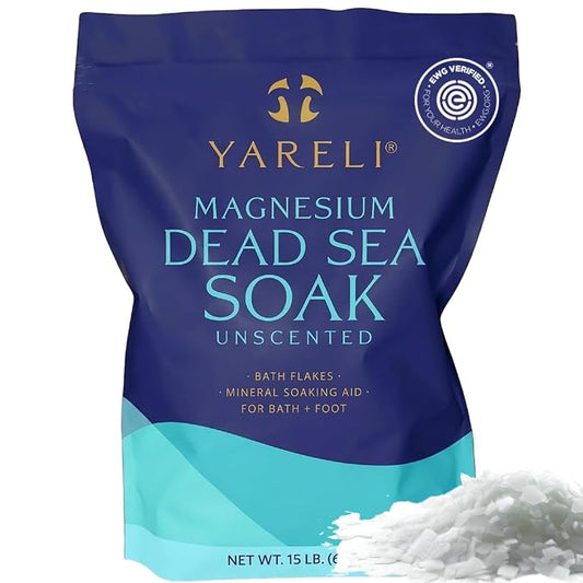 Yareli Magnesium Flakes, 15lb Dead Sea Bath Soak, Alternative to Epsom Salt