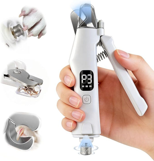 Quiet Cat Dog Nail Clippers & 2 LED Lights,Upgraded 2-in-1 Dog Nail Grinder | Silent Pet Nail Grinder Reduces Anxiety,Cat Nail Clipper Grinder Saves Time,Sees the Quick Clearly,Safety Guard,Auto Shut-Off