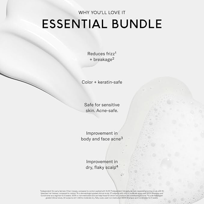 SEEN Shampoo & Conditioner Bundle, Fragrance-Free - Non-Comedogenic Hair Care Set, Dermatologist-Developed, Safe for Sensitive, Eczema & Acne-Prone Skin