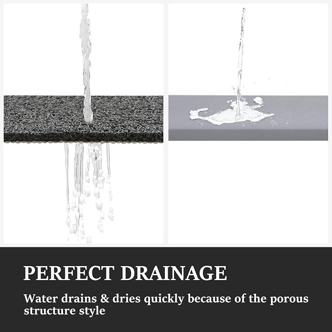 LuxStep Shower Mat Bathtub Mat,47x16 inch, Non-Slip Bath Mat with Drain, Quick Drying PVC Loofah Bathmat for Tub,Shower,Bathroom (Phthalate Free,Black)