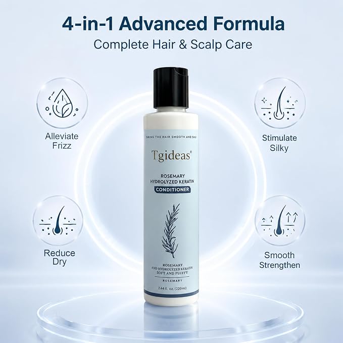 Tgideas Rosemary Hair Conditioner for Women and Men - Natural Hydrolyzed Keratin Infused Detangling & Hydrating Conditioner to Increase Manageability, 7.4 fl.oz