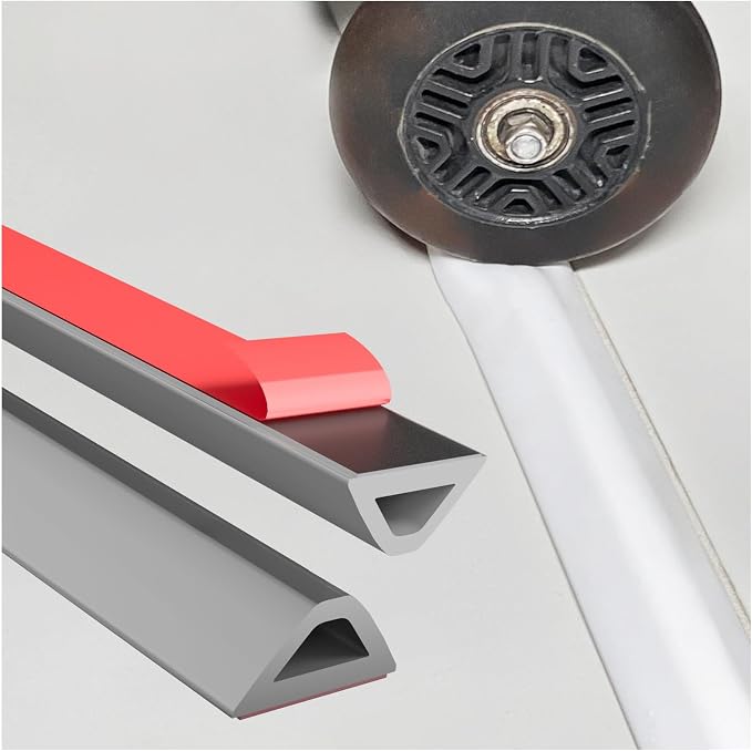 Collapsible Shower Threshold Water Dam - 67in Self-Adhesive Silicone Barrier for Wet-Dry Separation - Flexible Splash Guard for Walk-In Showers, Bathroom Floor, & Kitchen Sink - ADA Accessible Profile