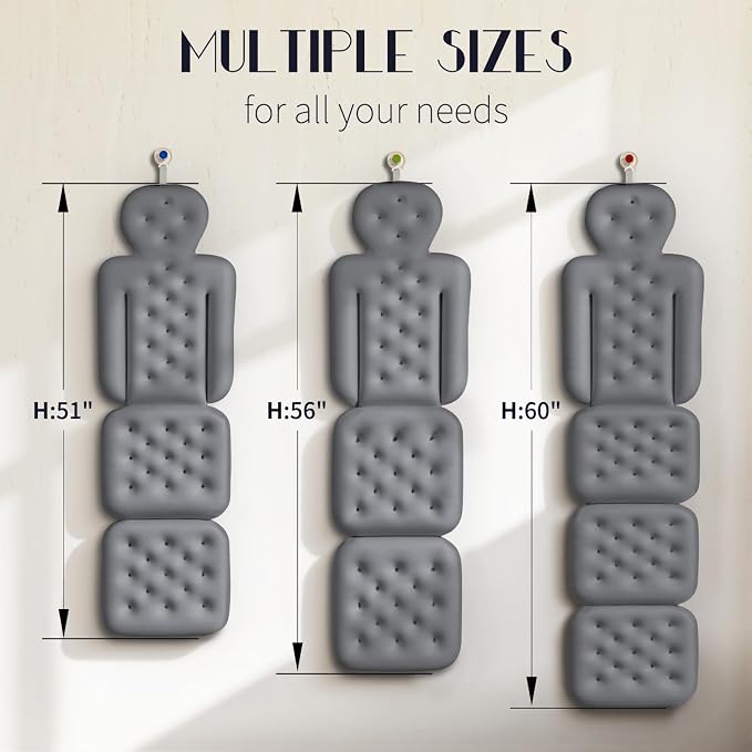Full Body Bath Pillow for Bathtub, Thick Bathtub Cushion, Luxury Tub Pillow for Bath for Headrest Neck and Back Support Gray 51" x 16"