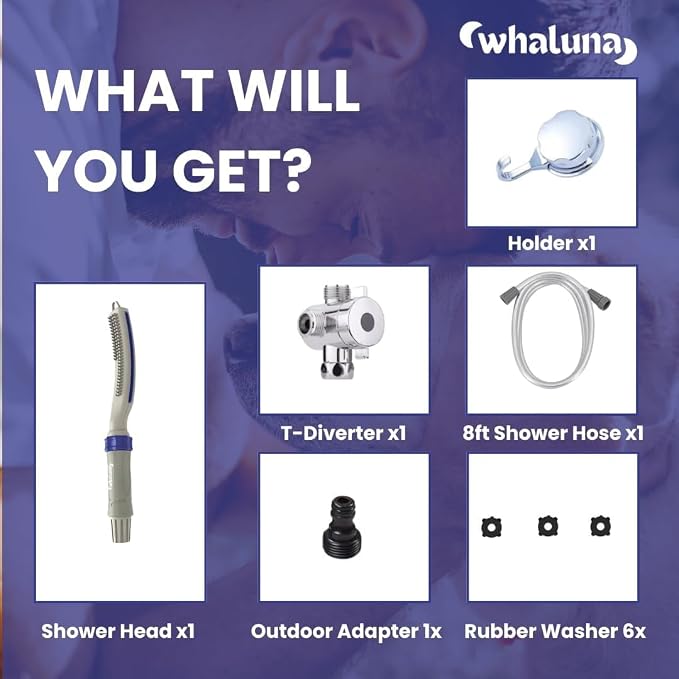 Dog Shower Sprayer with 8ft Hose – High Pressure Dog Shower Attachment for Bathing & Grooming – Pet Shower Hose Sprayer with Indoor/Outdoor Adapters