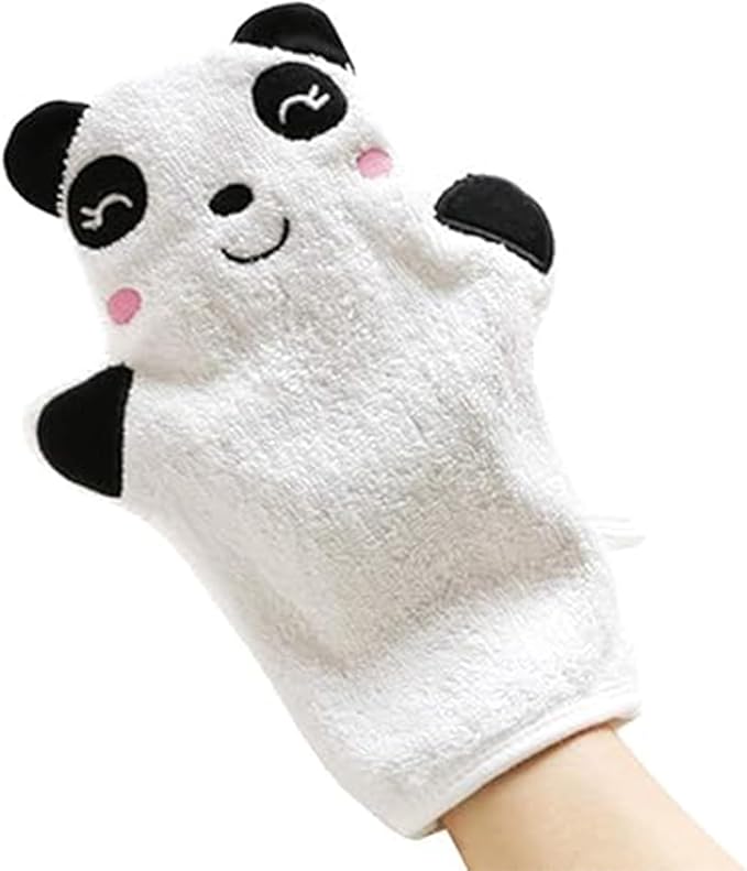 Topwon Animal Shower Mittens for Kids Baby Wash Clothes Soft Absorbent Bath Gloves for Infant & Toddler Cute Bath Scrub Mitt (Panda)