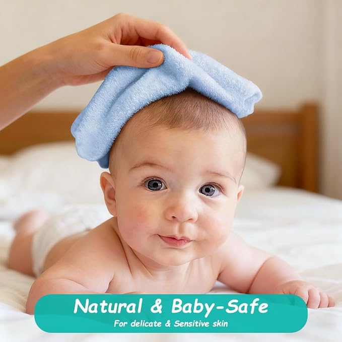 HOMEXCEL Baby Washcloths 20 Pack-Microfiber Coral Fleece Baby Bath Face Towel 11 x 11 Inch Extra Absorbent Soft Burp Cloth and Wash Cloths for Newborn-Infants and Toddlers,Blue