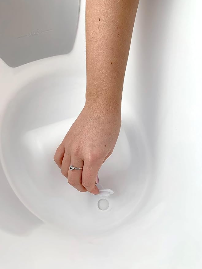 Shnuggle Newborn Baby Bath | Built in Support Bump and Soft Backrest | Suitable from Newborn | Bath Seat Support Includes Plug | White with Grey Backrest