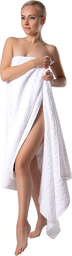 BAGNO MILANO Turkish Cotton Bath Towels, Hand Towels - Soft Plush Jacquard Collection Luxury Towels Set (White, Bath Towel Set of 2)