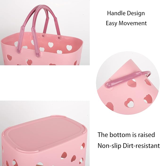 Anyoifax Portable Shower Caddy Tote Plastic Storage Basket with Handle Box Organizer Bin for Bathroom, College Dorm, Pantry, Kitchen, 2 Pack, Pink | Bathroom Caddy Storage Tote Cleaning Supply Caddy for College Dorm, Kitchen, Pantry, Garage