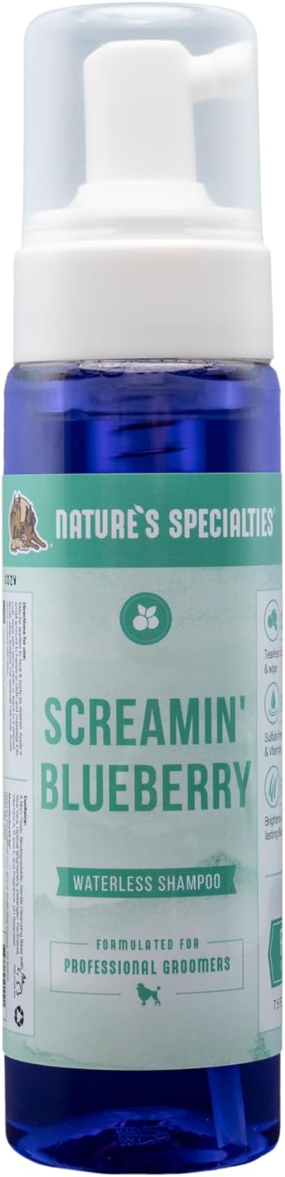 Nature's Specialties Screamin' Blueberry Dog Gentle Facial Wash for Pets, Natural Choice of Professional Groomers, Optical Brightener, Made in USA, 7.5 oz