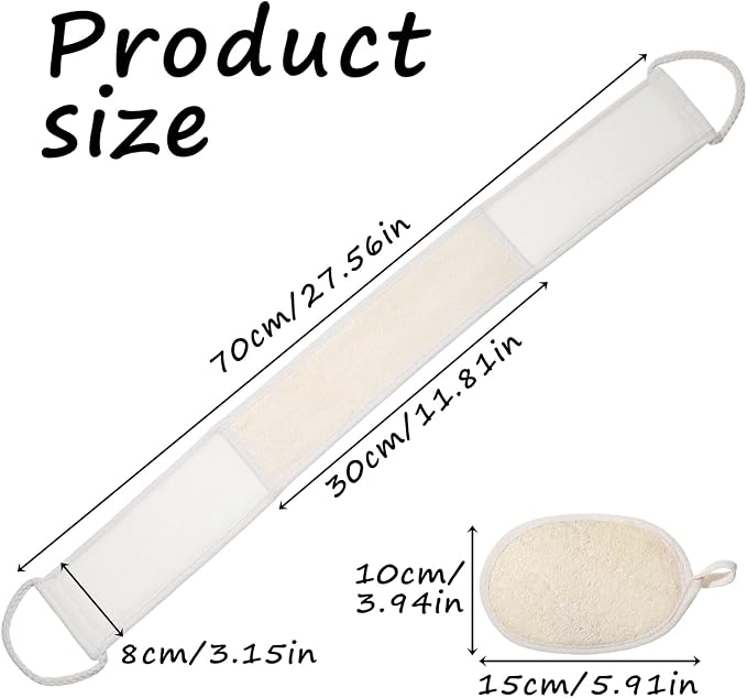 2 Pack Loofah Back Scrubber, Back Scrubber for Shower Set | 27.5" Long Exfoliating Bath Sponge with Handle, Deep Clean Loofah Sponge for Women, Men Bathing