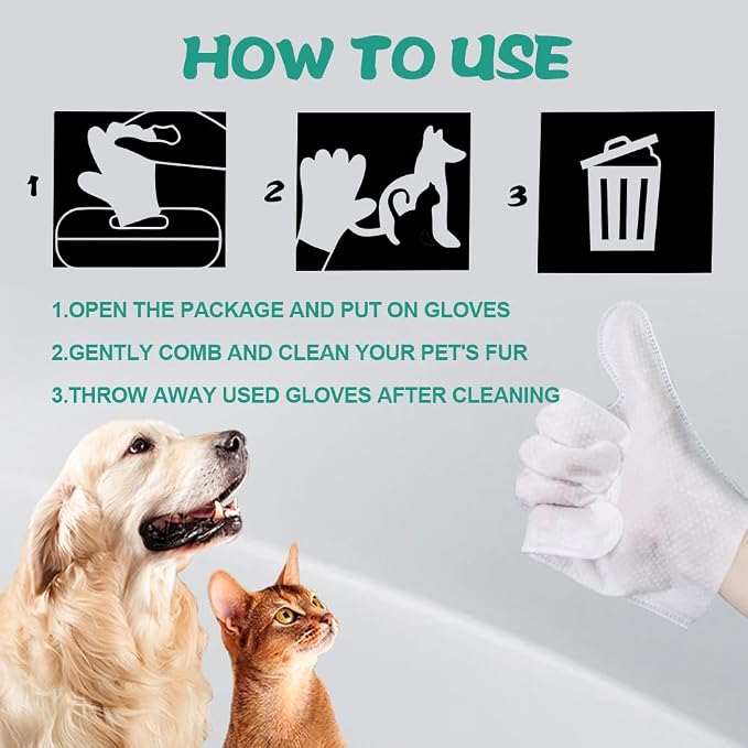 Pet Cleaning Glove Wipes, 6 Count