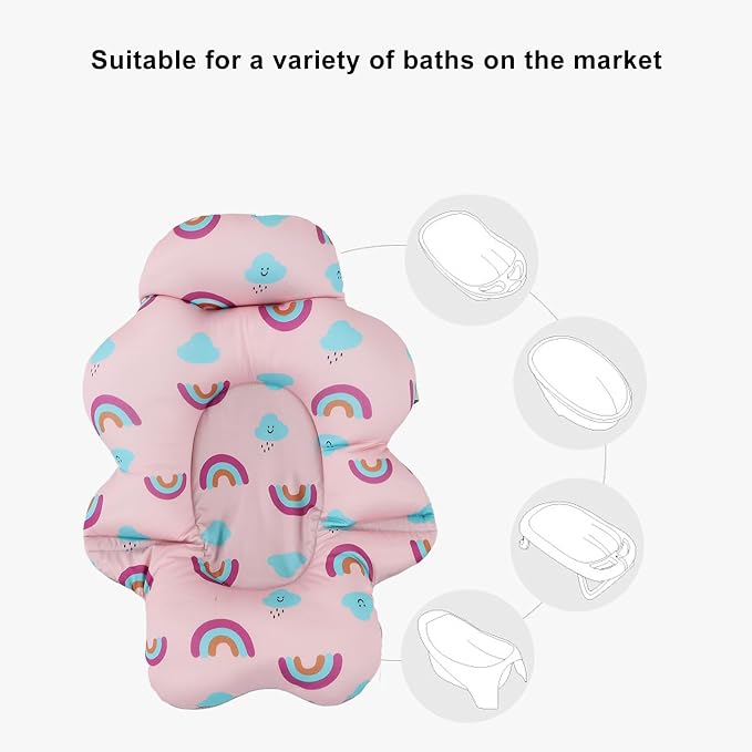 Rainbow Foldable Baby Bath Seat - Universal Floating Support Mat, Comfortable Cushion for Baby Bathtub