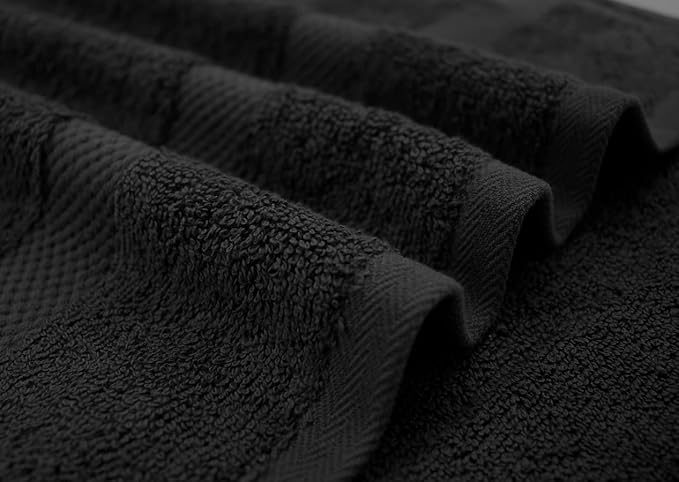 DAN RIVER Large Bath Towels Set of 4, 27 x 54 Inches, 600 GSM Larger & Lighter Weight Towels for Bathroom - Highly Absorbent & Quick Dry 100% Cotton Bath Towel Set for Home, Gym, Spa & Hotel - Black