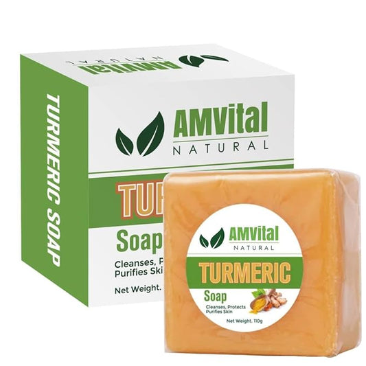 AMVital Turmeric Soap Bar for Face & Body, Smooth Skin, Natural Handmade Soap | Daily turmeric cleansing bar for face and body