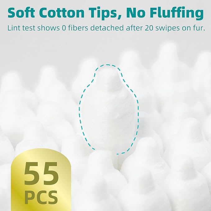 MEDUWEDU 2-Pack Dog Ear Cleaning Cotton Swabs, More Reliable, Safer to Care for Pet Ears, Prevent Accidental Injuries, Suitable for Medium and Large Dogs, Dog Ear Cleaning Kit, L Size, 110 PCS