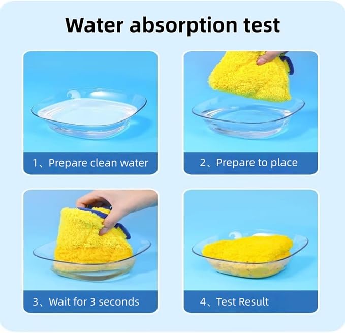 Microfiber Pet Drying Glove - Absorbent Dog & Cat Grooming Mitt, Quick Dry Bath Towel Glove for All Pets, One Size Fits All, 2 Pack (Blue/Yellow)