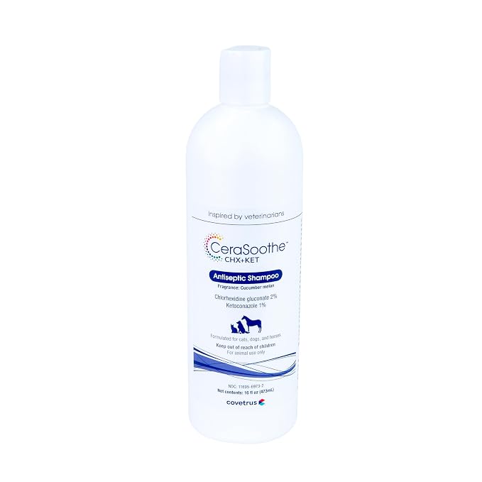 CeraSoothe CHX+KET Antiseptic Shampoo for Dogs, Cats & Horses – Chlorhexidine 2% & Ketoconazole 1% for Skin & Coat Cleansing, 16 oz
